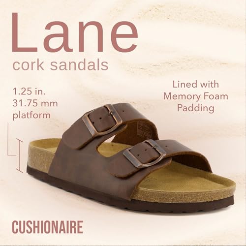 Women's Cork Footbed Sandals with Double Buckle Slip-On and Arch Support U61950