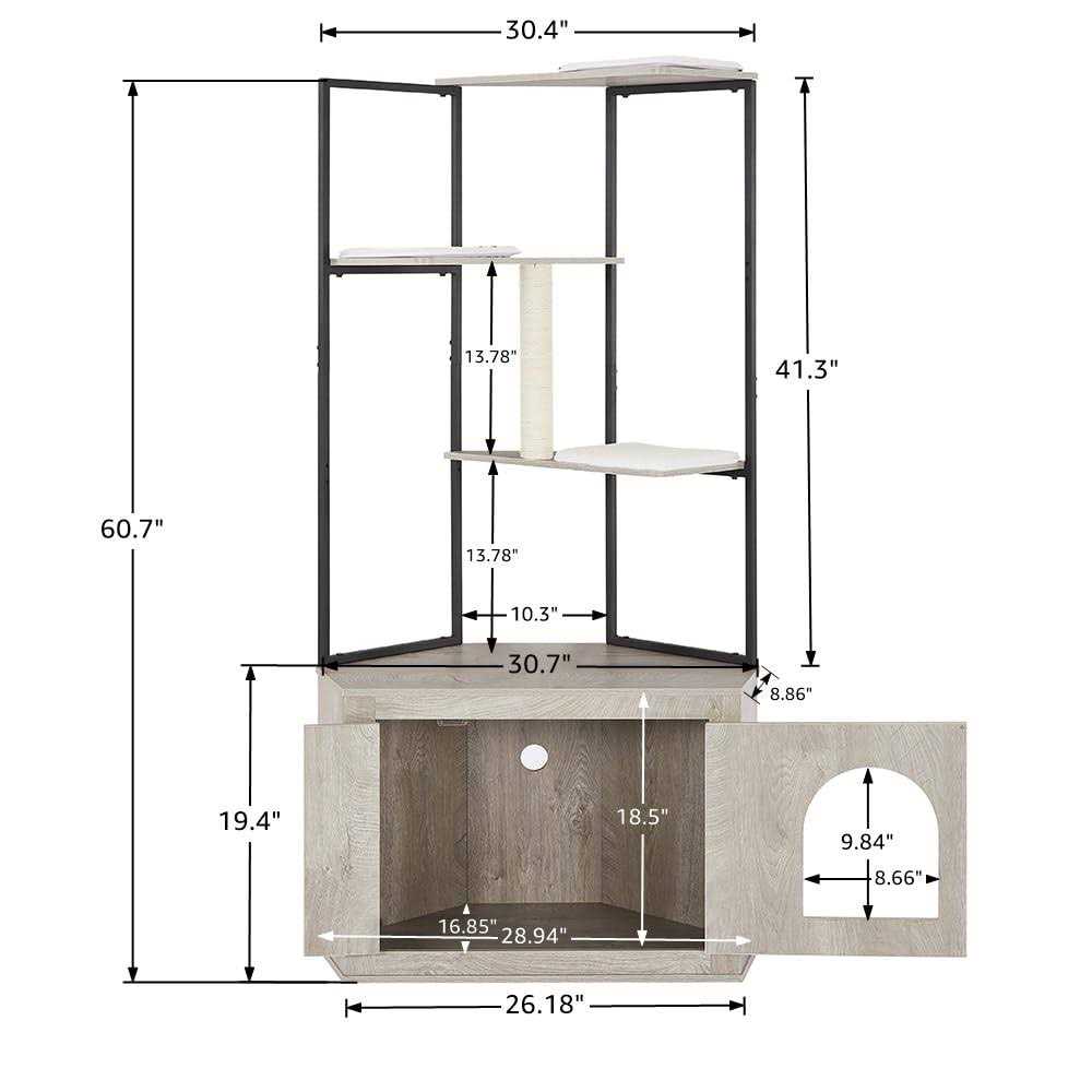 Corner Box Enclosure with Cat Tree Tower Cat Litter B457343