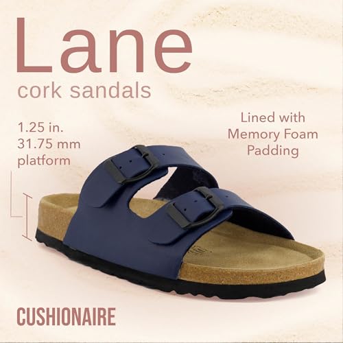 Women's Cork Footbed Sandals with Double Buckle Slip-On and Arch Support U61950