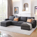 TRIPLE TREE Large U-Shaped Sectional Sofa Couch Sets with Removable Ottomans for Living Room, 131" Polyester Upholstered Couch, Modern 6 Seater Sofa Couches for Apartment Office, Gray