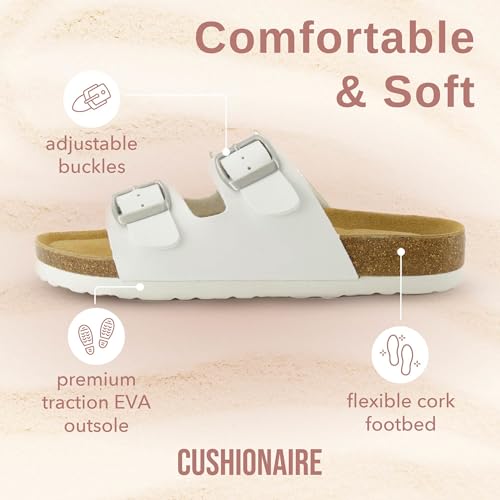 Women's Cork Footbed Sandals with Double Buckle Slip-On and Arch Support U61950