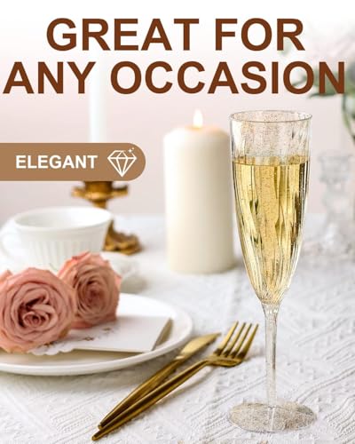 Clear Plastic Champagne Flutes, 36 PCS Disposable Wine Glasses for Party K10542