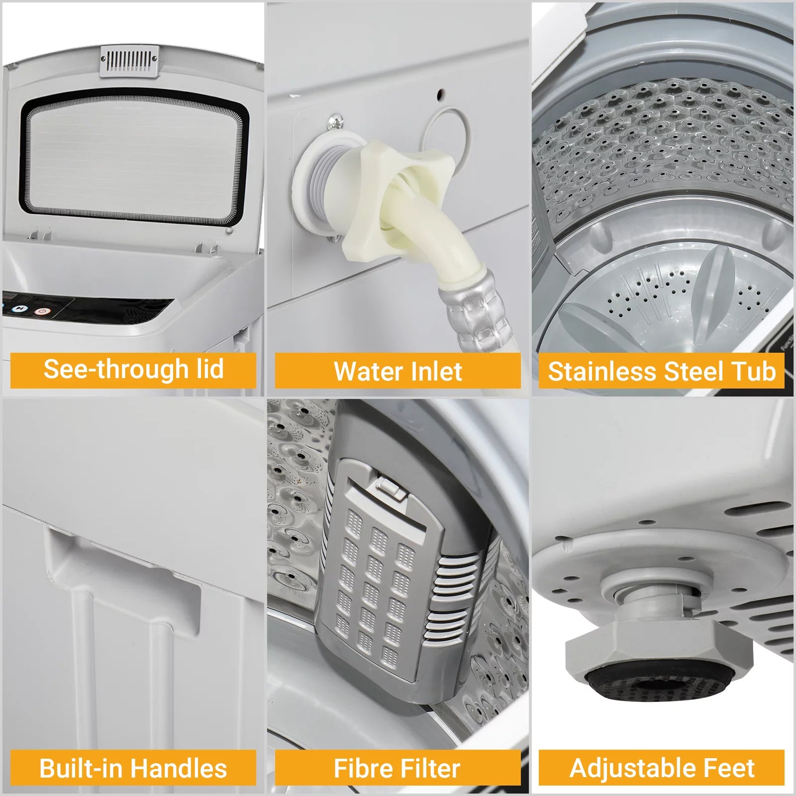 Portable Washing Machine, 1.32cu.ft Full-Automatic Mini Washer with Spin Dryer Y5753