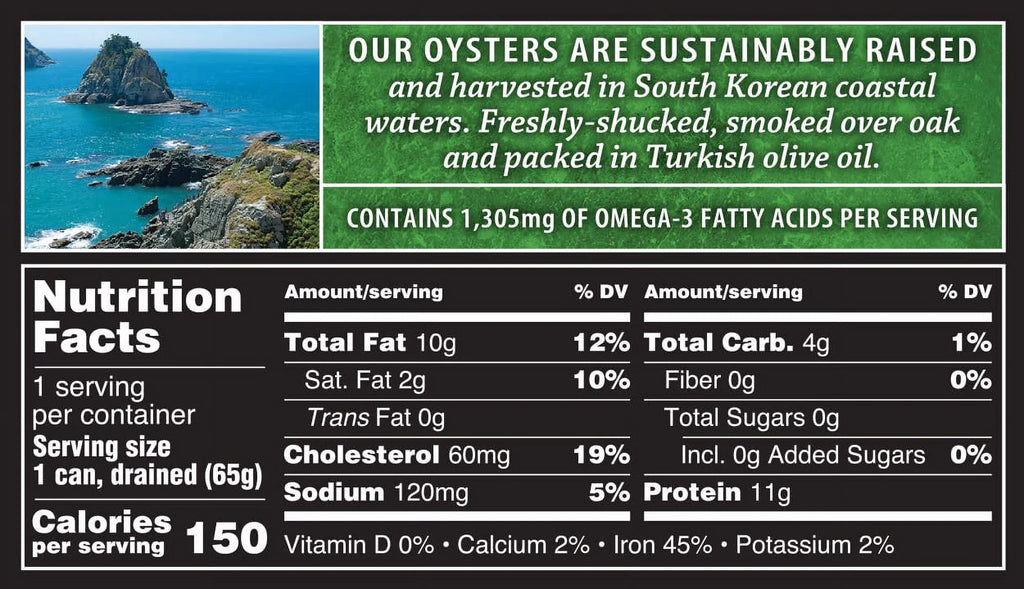 Smoked Oysters in Pure Olive Oil, 3-Ounce Cans (Pack of 18) S945218