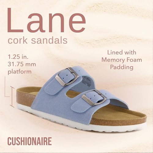 Women's Cork Footbed Sandals with Double Buckle Slip-On and Arch Support U61950