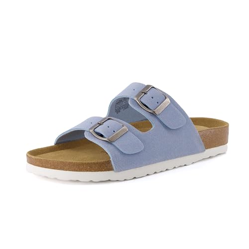 Women's Cork Footbed Sandals with Double Buckle Slip-On and Arch Support U61950
