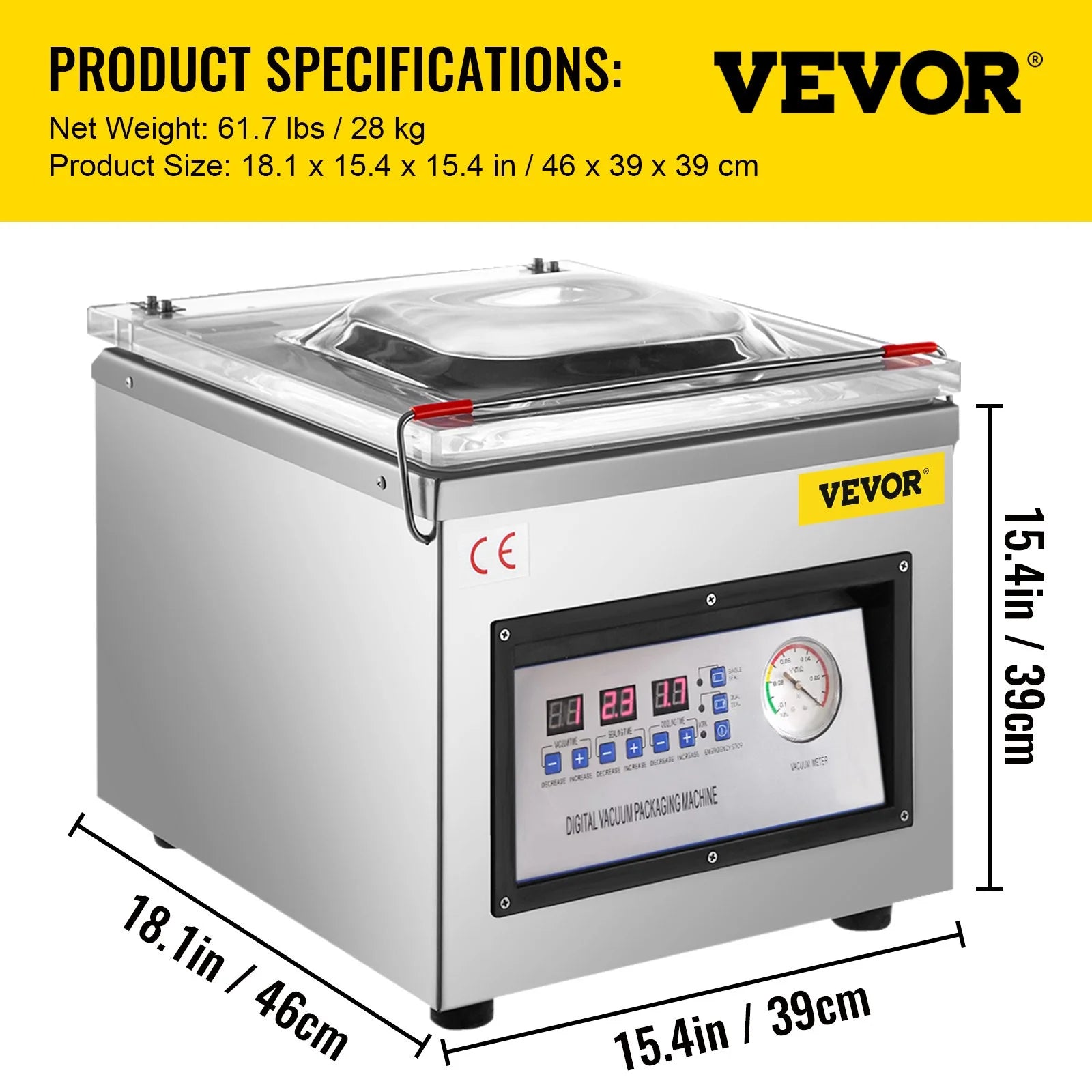 Chamber Vacuum Sealer, 110V Kitchen Food Packaging Machine U2207