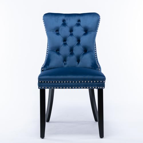 Velvet Dining Chairs Set of 2 with Solid Wood Legs E56169