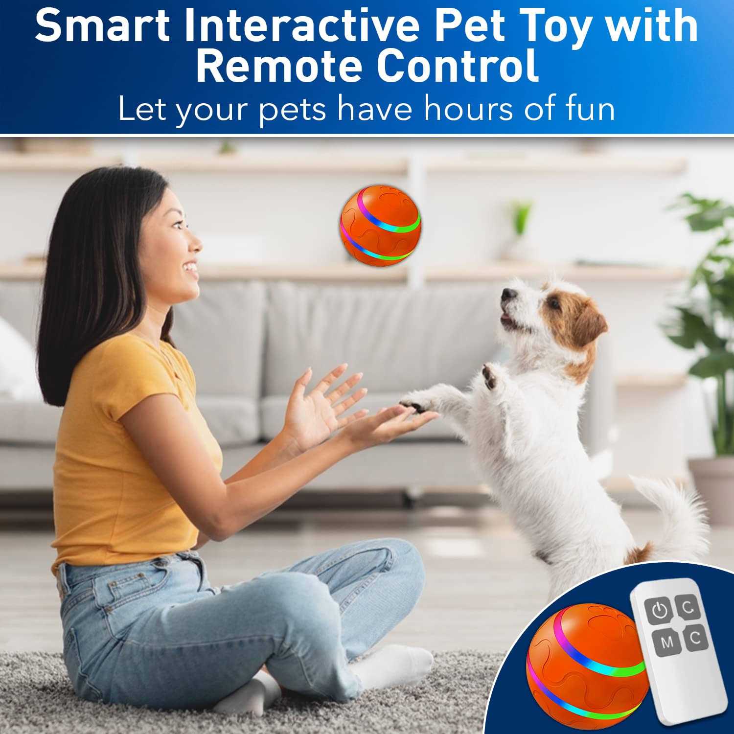 Interactive Dog Toy Ball with Remote Control for Small Medium Large Dogs O428275