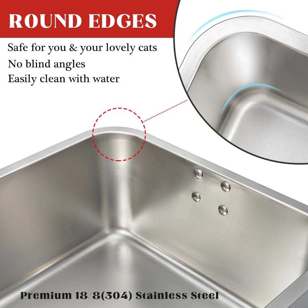 Stainless Steel Cat Litter Box for Kitty and Rabbits M843
