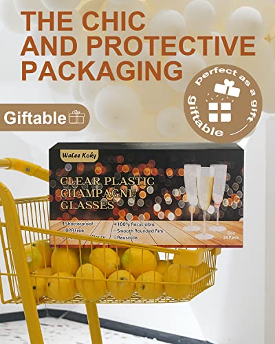 Clear Plastic Champagne Flutes, 36 PCS Disposable Wine Glasses for Party K10542