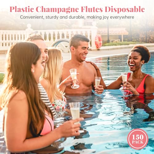 Champagne Flutes Plastic 40 Pcs Gold Glitter Disposable Wedding Party Cups Q321173