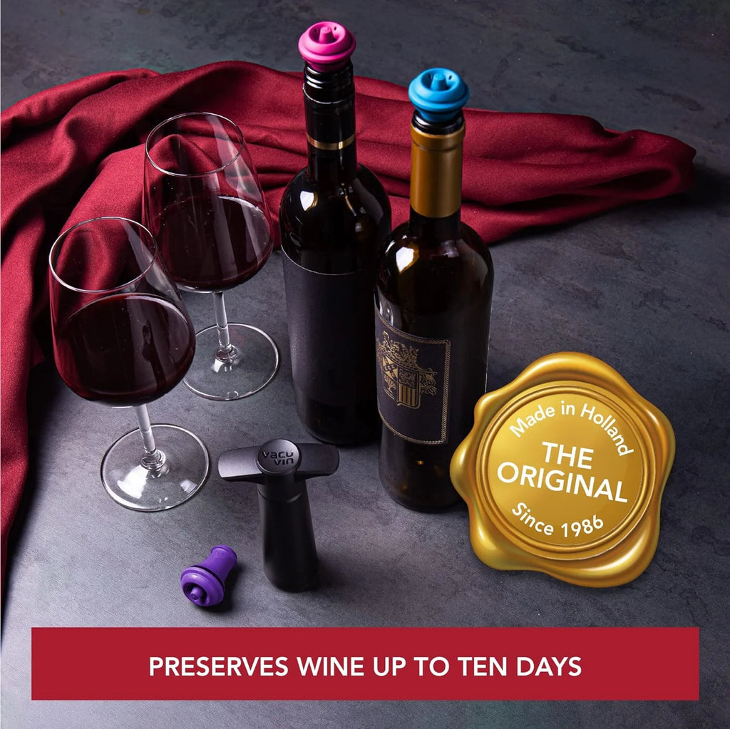 Wine Saver Pump with Vacuum Stoppers, Reusable Set of 8 W277899