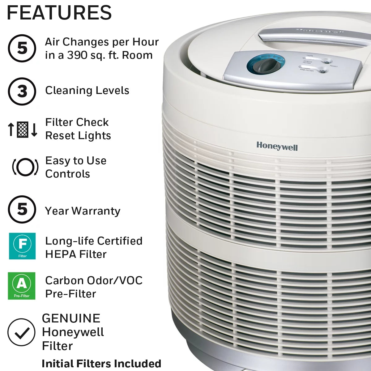 HEPA Air Purifier for Allergens, Smoke, Pollen, Dust W702