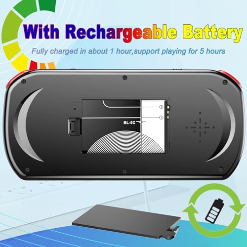 Handheld Game Console with 270 Classic Retro Games, 3 Inch Color Screen, TV Output, Rechargeable, 2 Players E5381