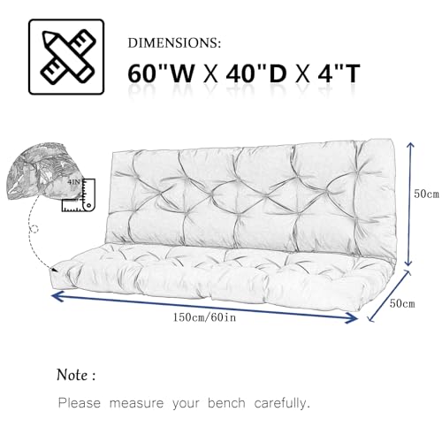 Waterproof Porch Swing Cushion with Backrest and Ties, 2-3 Seat B861850