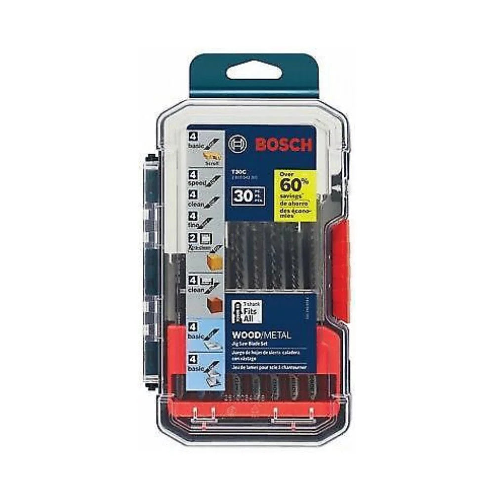 Bosch T30C 30-Piece T-Shank Wood and Metal Cutting Jig Saw Blade Set, New