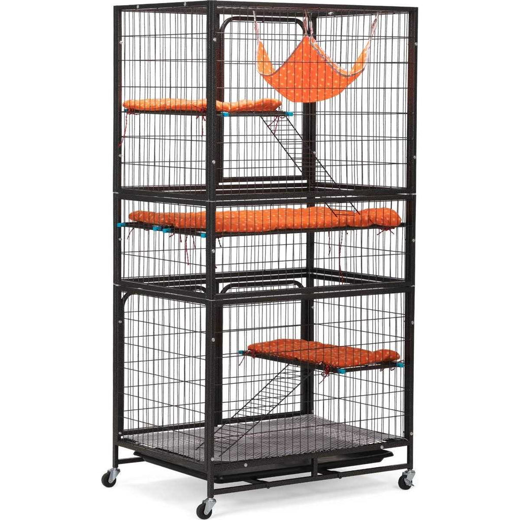 4-Tier Wire Cat Cage Pet Enclosure with Removable Wheels Y966