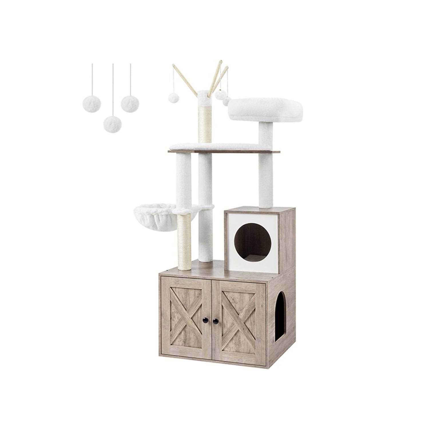 Cat Tree with Litter Box Enclosure 2-in-1 Modern Tower Z799