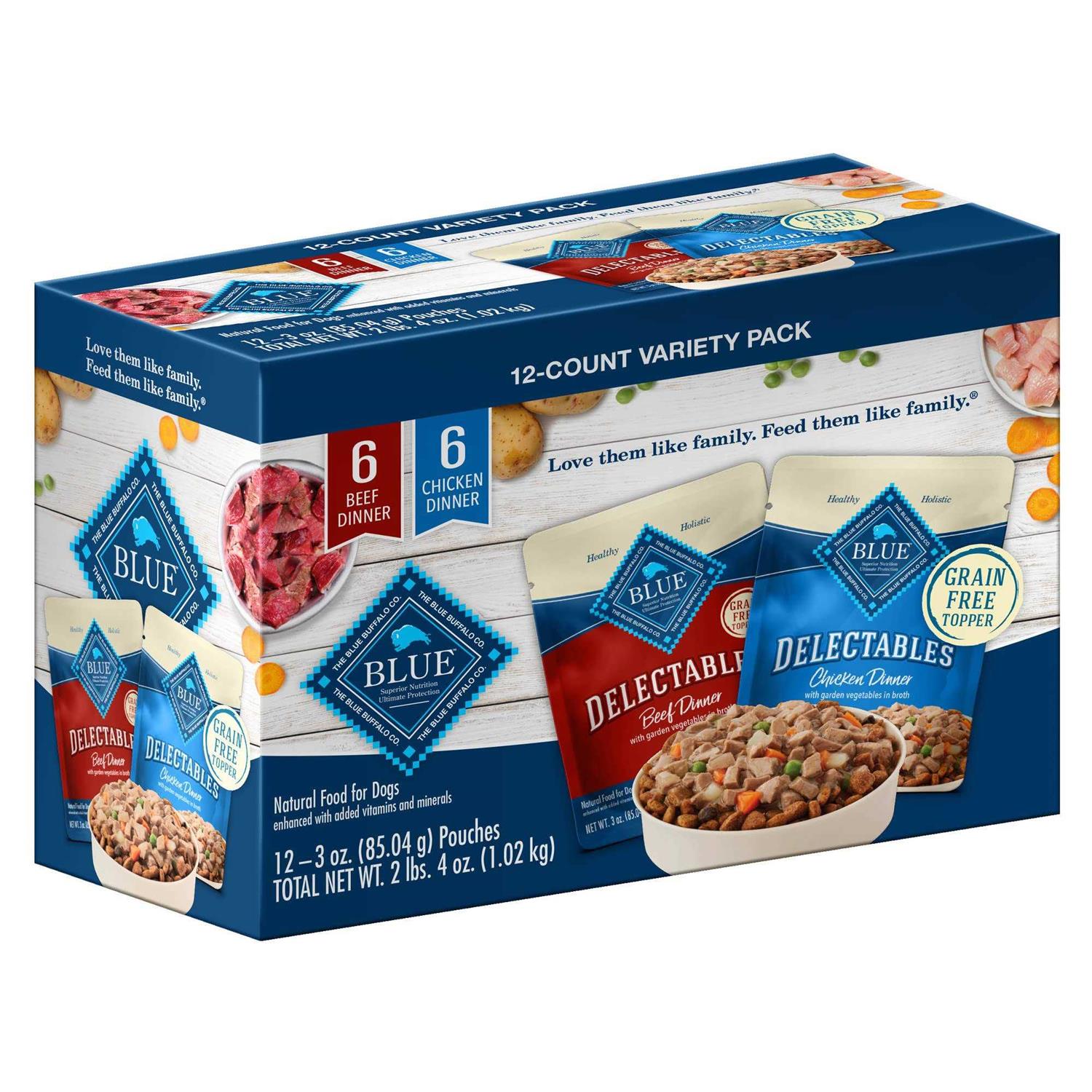 Blue Buffalo Delectables Natural Wet Dog Food Topper Variety Pack - Pet Supplies online store