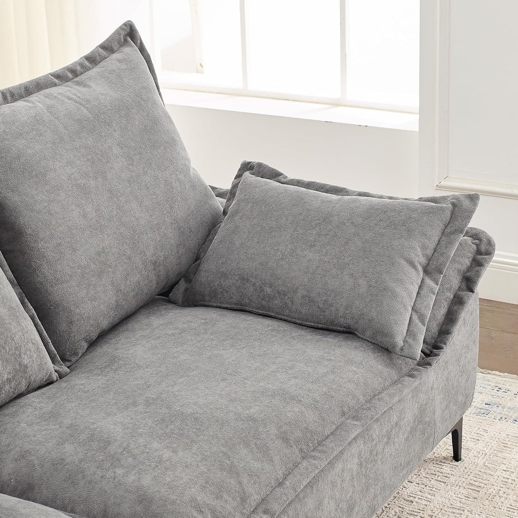 Modern 3-Seater Sofa with 2 Pillows, Grey C80070
