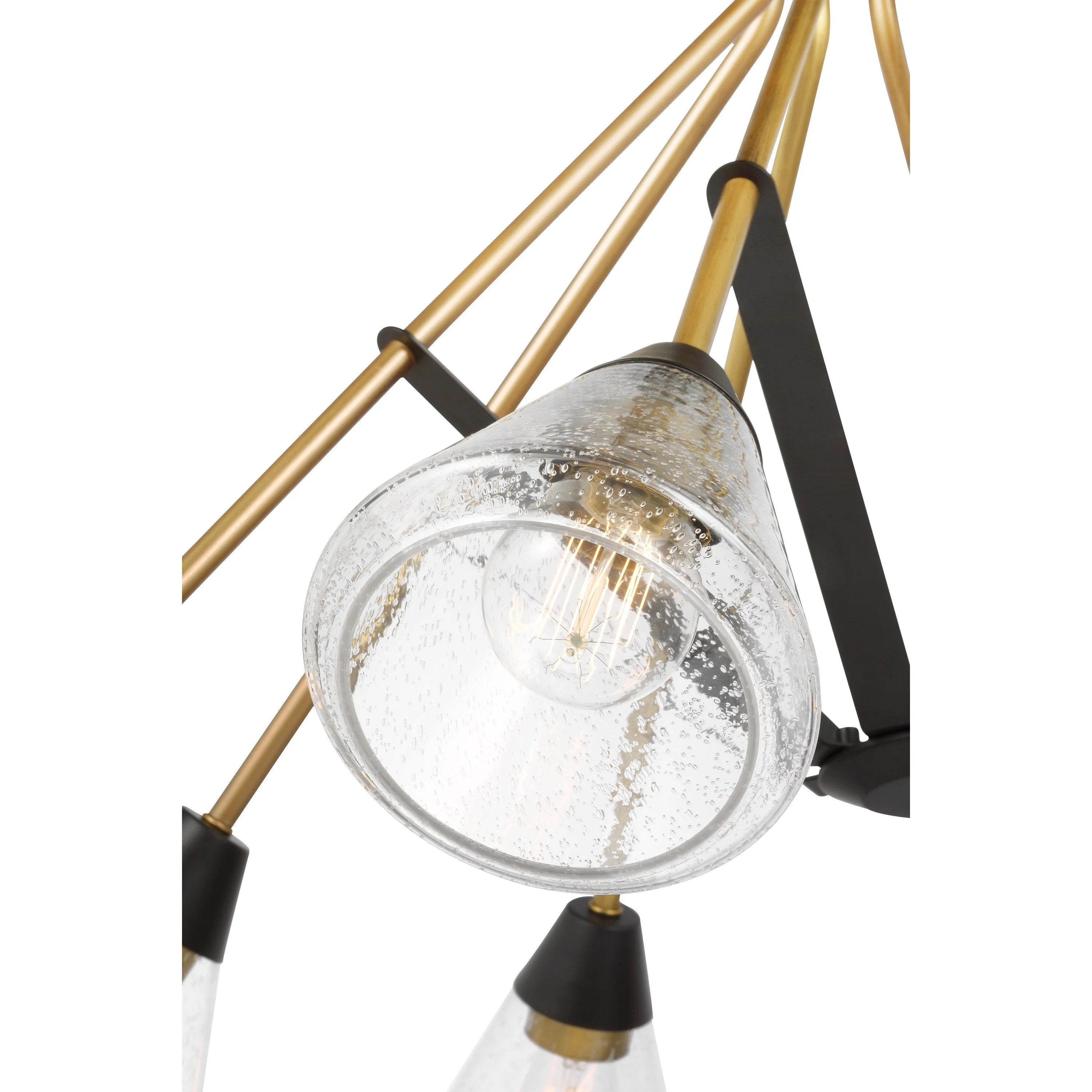 8 Light Chandelier Matte Black Clear Seeded Glass E32384