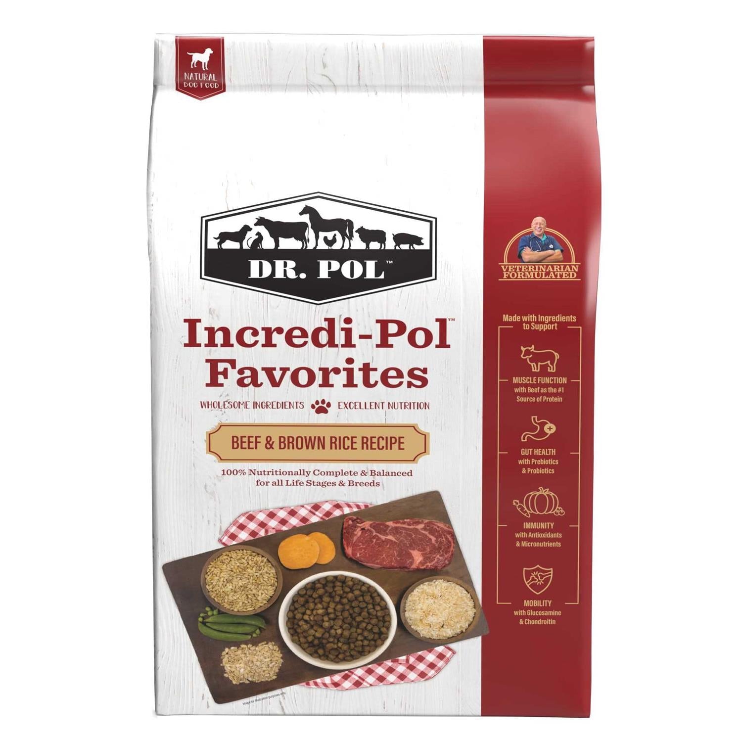 Dr. Pol Incredi-Pol Favorites Beef &amp; Brown Rice Dog Food - Pet Supplies online store