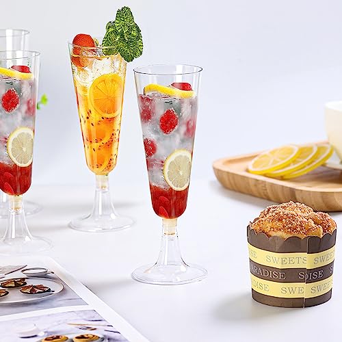 Champagne Flutes Plastic 40 Pcs Gold Glitter Disposable Wedding Party Cups Q321173