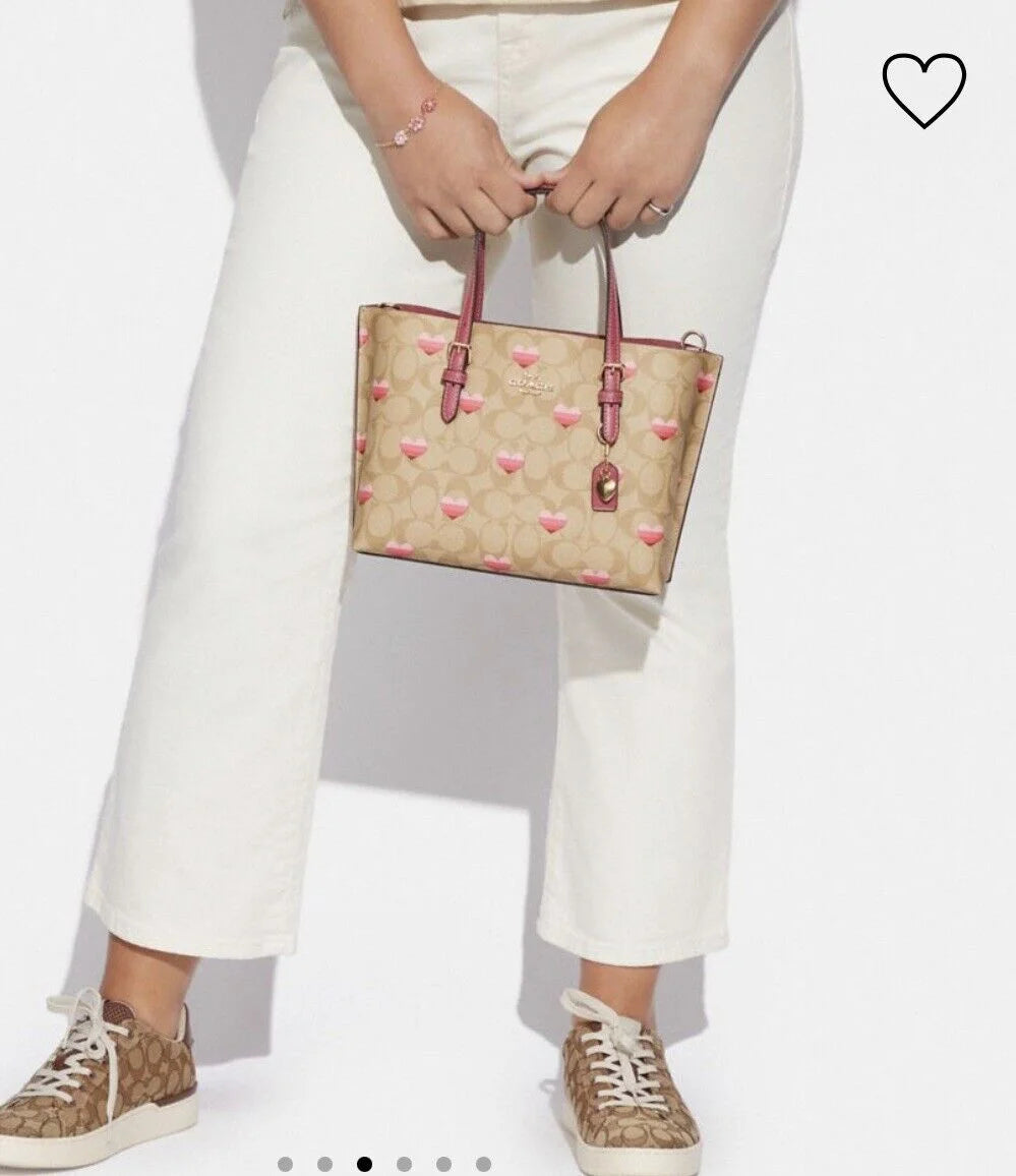 Heart Stripe Print Crossbody Tote Bag Q194