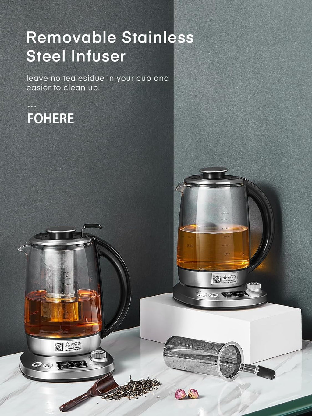 Electric Tea Kettle with Removable Infuser, Temperature Control, 1.7L B580106