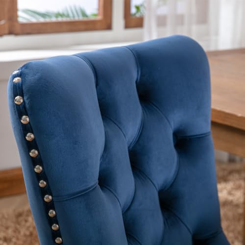 Velvet Dining Chairs Set of 2 with Solid Wood Legs E56169