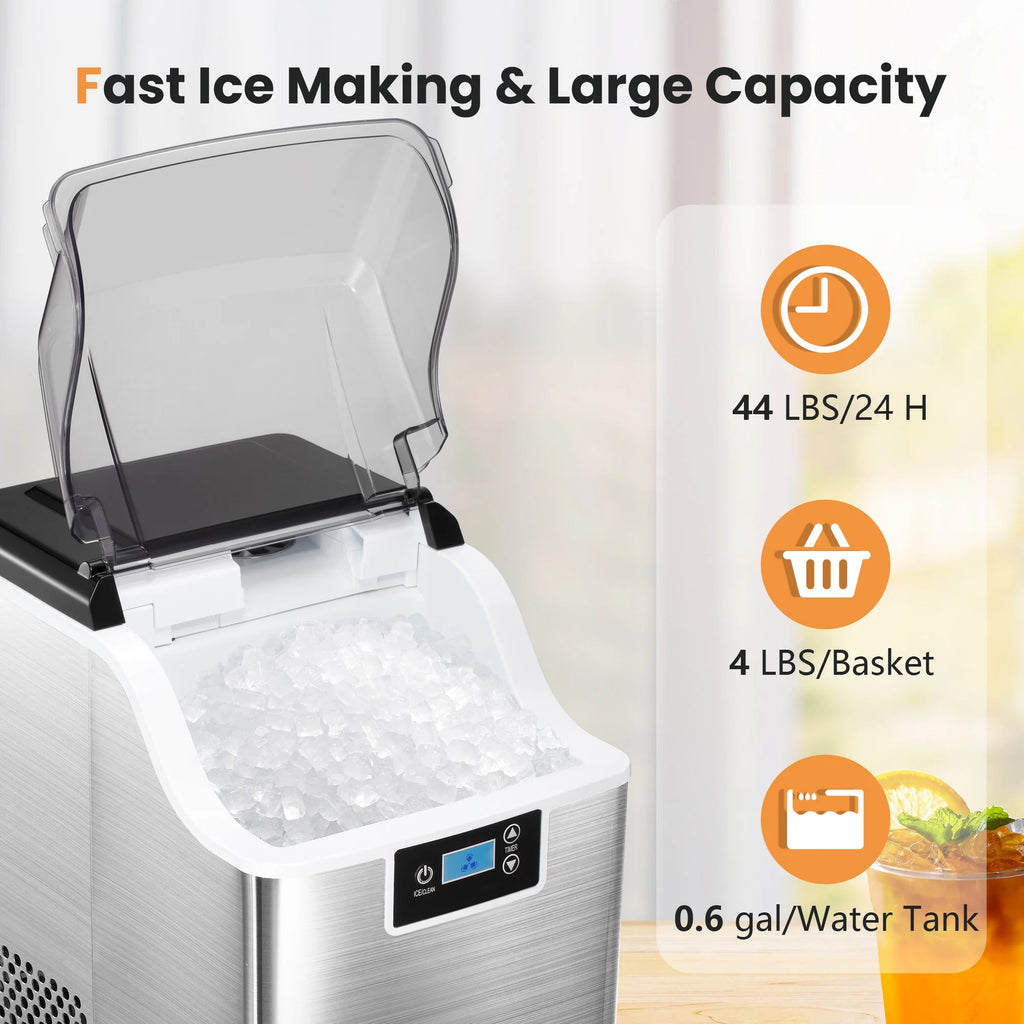 Countertop Nugget Ice Maker, 44 lbs/24H, Compact with Basket & Scoop V4812
