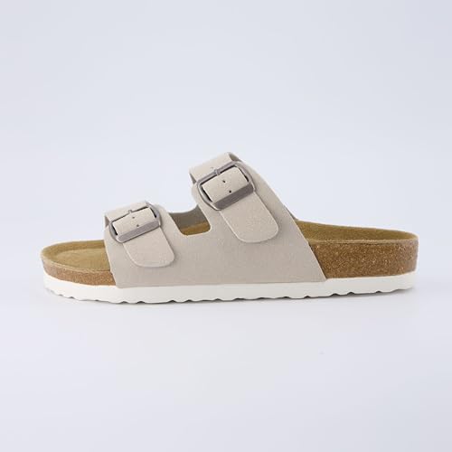 Women's Cork Footbed Sandals with Double Buckle Slip-On and Arch Support U61950