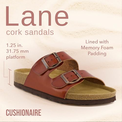 Women's Cork Footbed Sandals with Double Buckle Slip-On and Arch Support U61950