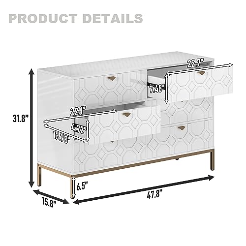 6 Drawer Double Dresser, Modern Wood Chest for Living Room P585951