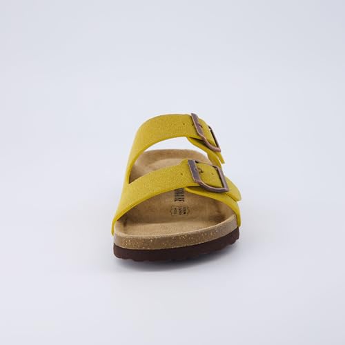 Women's Cork Footbed Sandals with Double Buckle Slip-On and Arch Support U61950