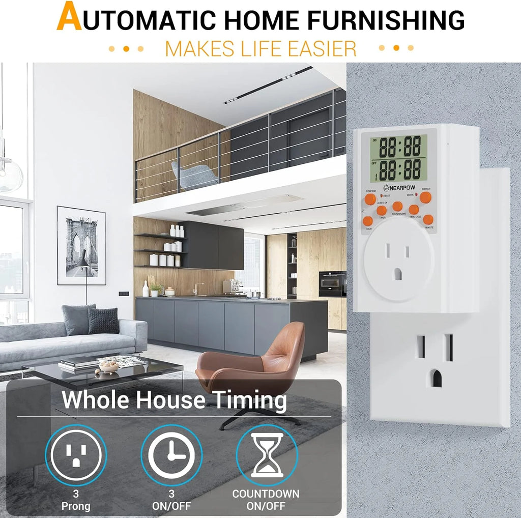Programmable Plug-in Digital Timer Switch with 3-Prong Outlet H664