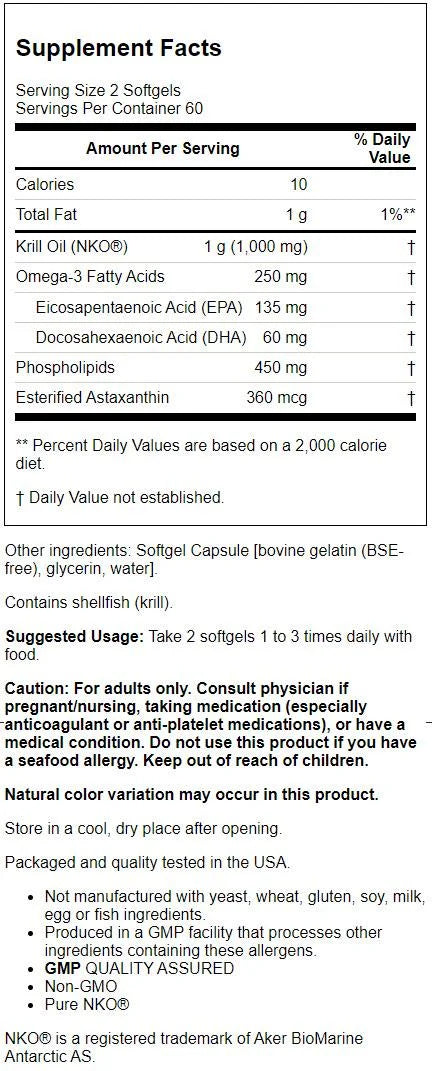 Krill Oil 500 mg Softgels, Omega-3 Supplement B366549