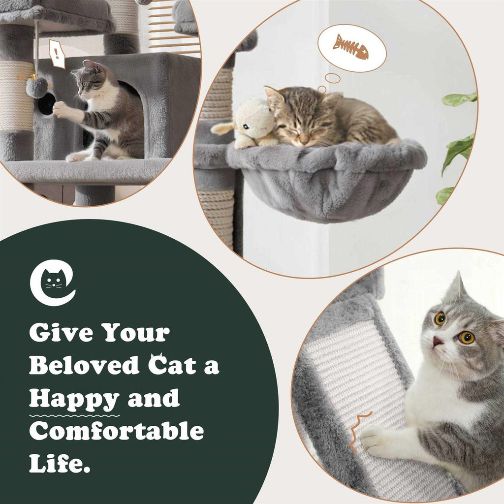 68 Inch Cat Tower Multi-Level Cat Tree with Scratching Posts T84914