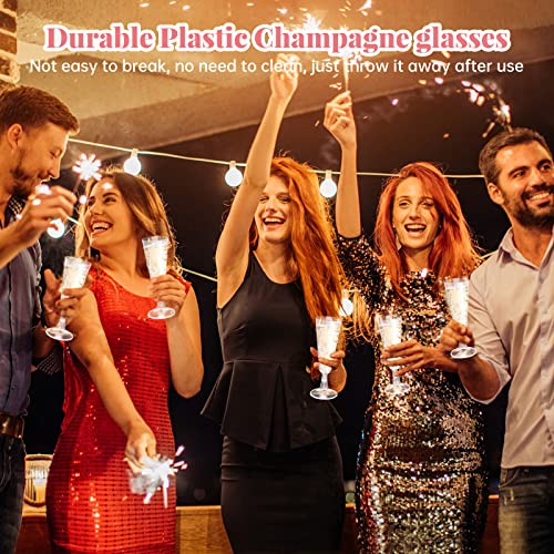 Champagne Flutes Plastic 40 Pcs Gold Glitter Disposable Wedding Party Cups Q321173