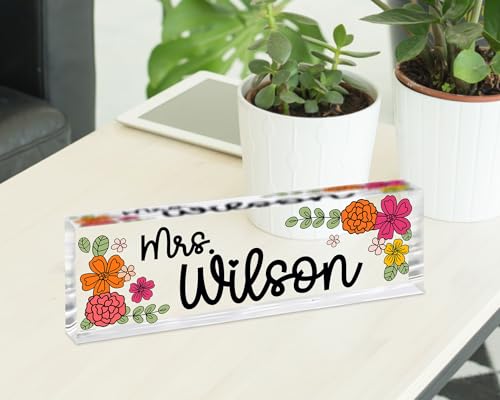 Teacher Desk Name Plate, Acrylic Block, Rainbow Decor U232131