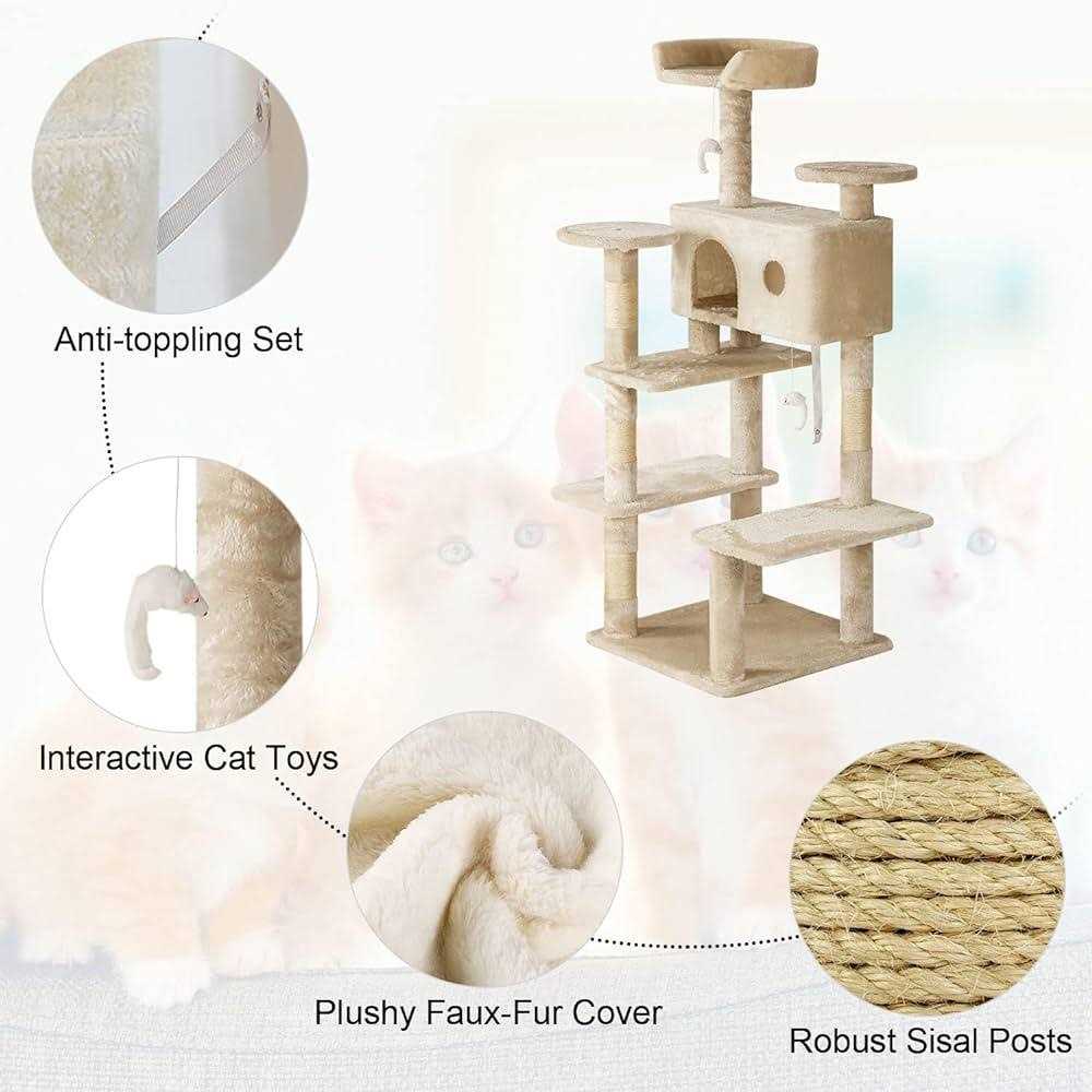 Cat Tree Tower with Scratching Posts and Cat Condo R206031