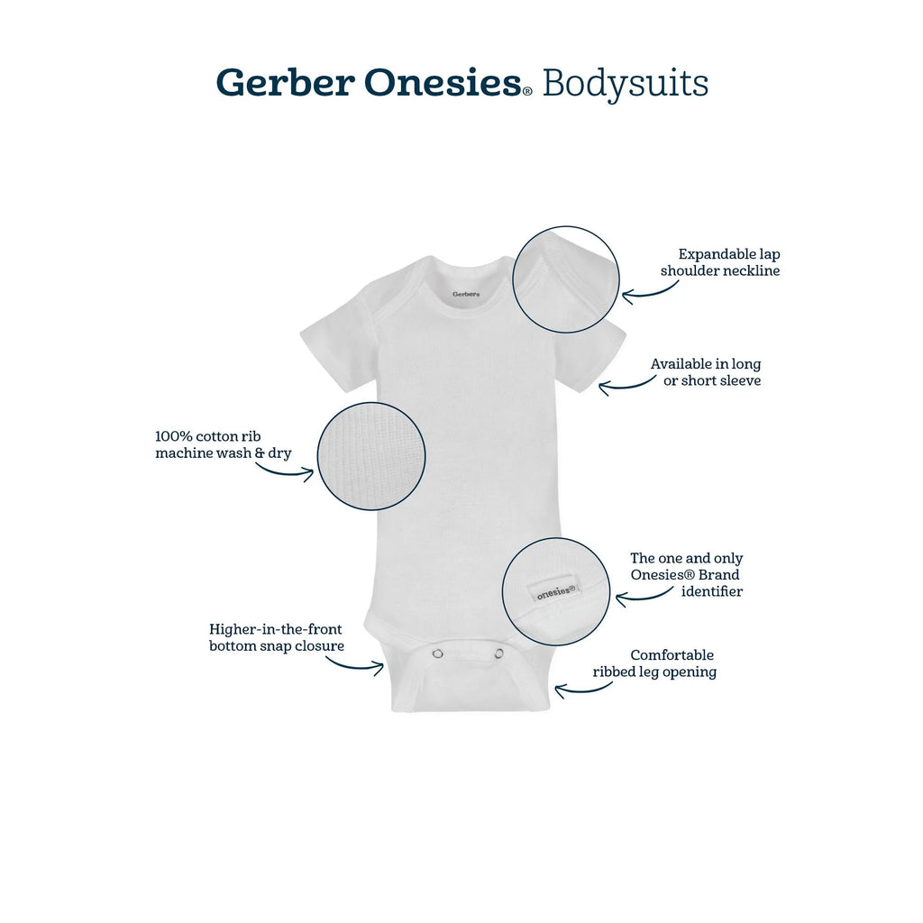 Cotton Rib Short Sleeve Bodysuits, 8-Pack, Newborn-24 Months R7656