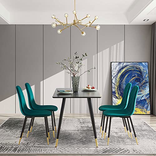 Modern Dining Chairs Set of 4, Velvet Tufted Accent Chairs with Metal Legs, Green D461678