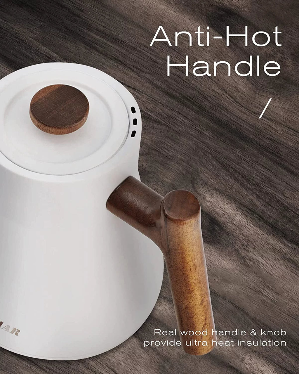 Electric Gooseneck Kettle 1200W with Wood Handle, 34oz Stainless Steel K389760