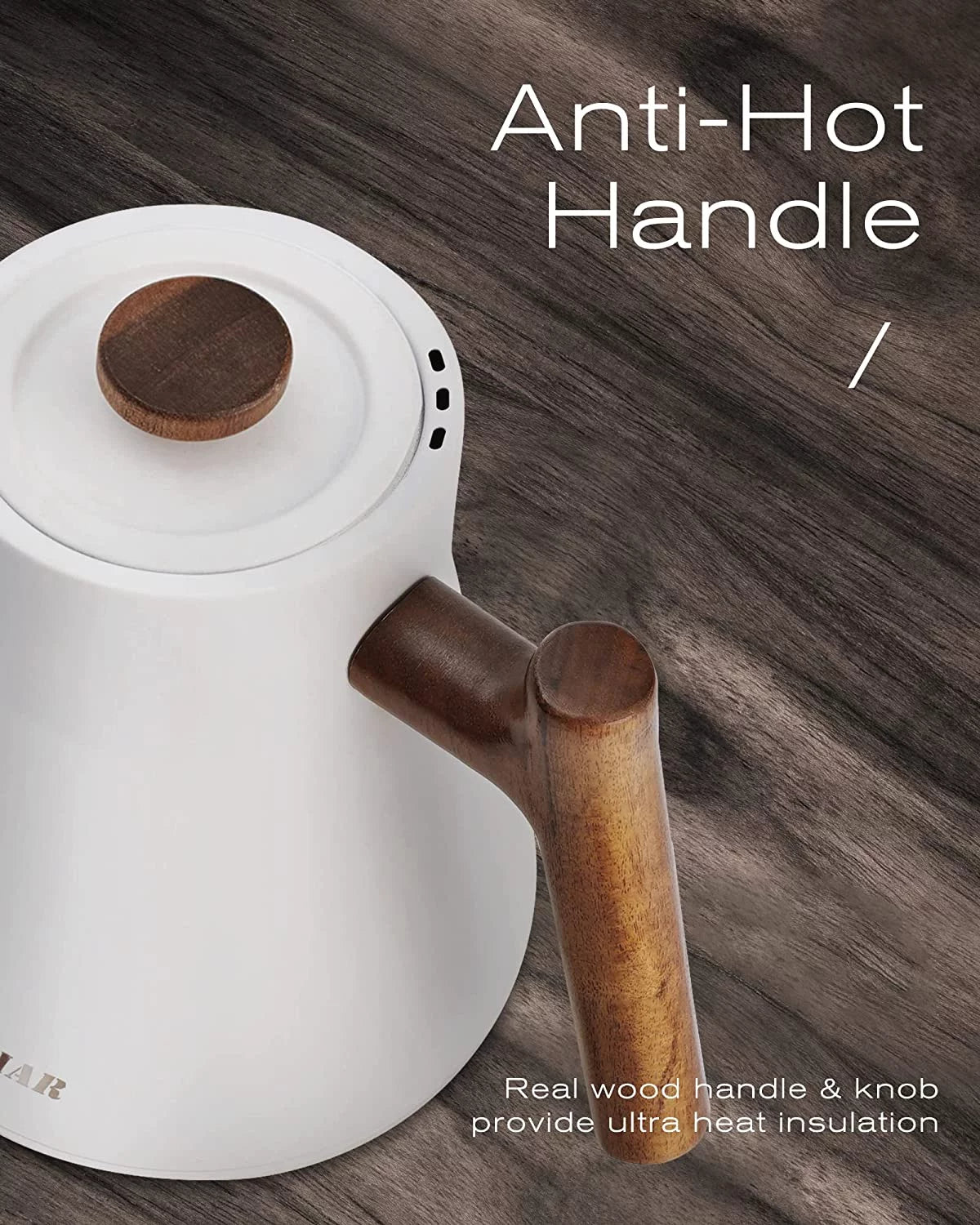 Electric Gooseneck Kettle 1200W with Wood Handle, 34oz Stainless Steel K389760