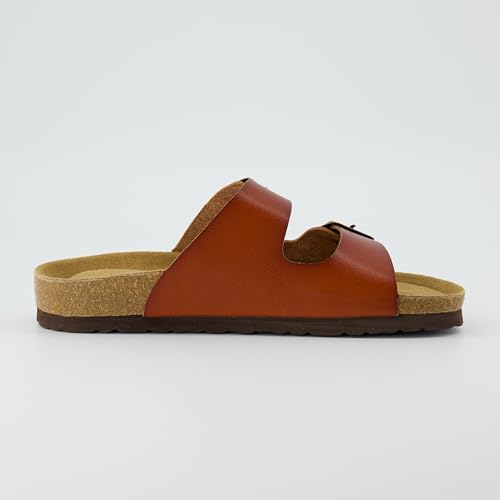 Women's Cork Footbed Sandals with Double Buckle Slip-On and Arch Support U61950