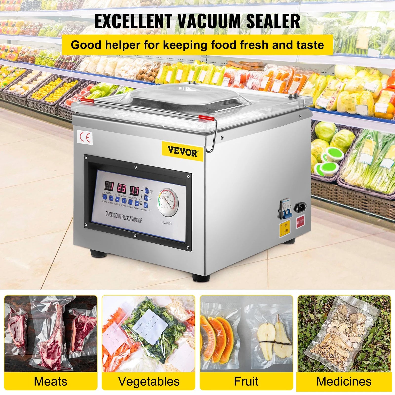Chamber Vacuum Sealer, 110V Kitchen Food Packaging Machine U2207