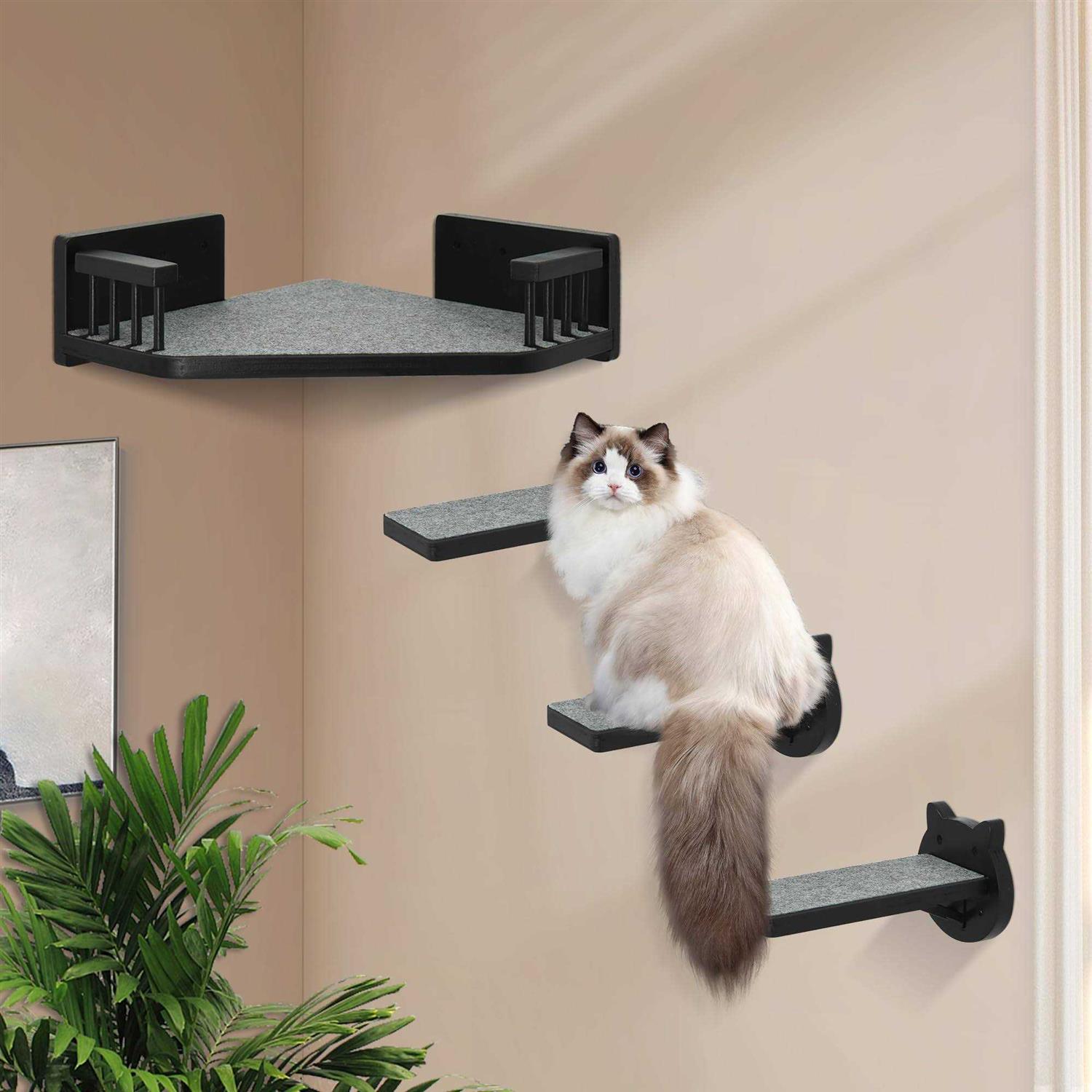 Cat Wall Shelves with 3 Steps for Climbing and Perching D17518