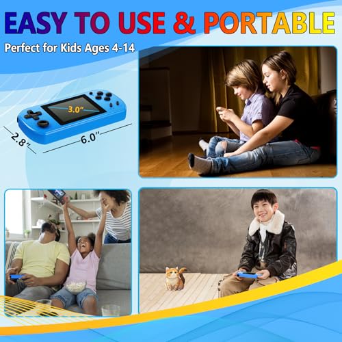 Handheld Game Console with 270 Classic Retro Games, 3 Inch Color Screen, TV Output, Rechargeable, 2 Players E5381